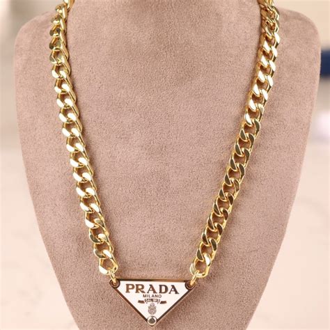 prada neck chain|Prada necklace triangle dupe.